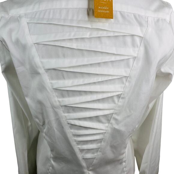 Coldwater Creek Blouse Small White Wrinkle Resistant Non Iron New - Picture 3 of 13